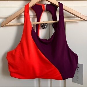 Athleta Burgundy Orange Swim Suit Top With Under Wire Size 40B/C‎ NWT